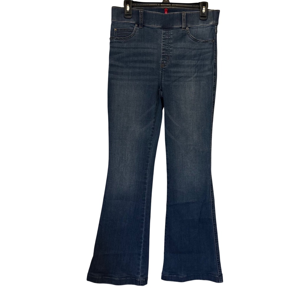 SPANX Women's Medium High Rise Pull On Flare Jeans Medium Wash Shaping Denim